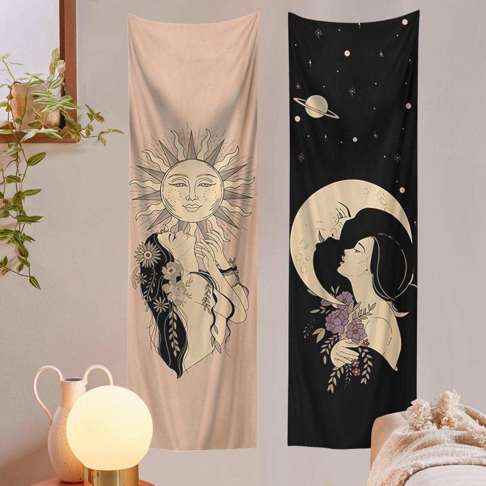 Sun and Moon Tapestry Wall Hanging Tapestry for Bedroom Living Room Tapestry Aesthethic Vertical Tapestry Background Wall Decor