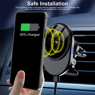 Bezdrátová nabíječka do auta Přenosný 15W telefon s rychlým nabíjením Air Ventil Clamp Magnet sací telefon