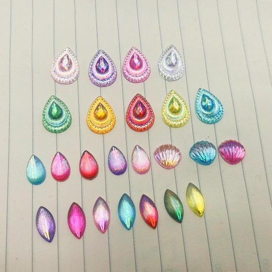 Mixed Shape and Color Peacock Tail Gem Stickers for DIY Jewelry