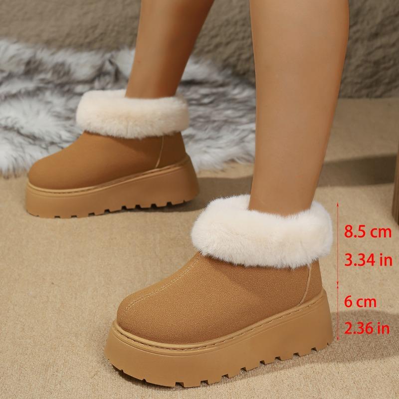 Fashion New Womens Snow Boots Fashion Thick Bottom Cotton Boots Plush Warm Winter Boots for Women Suede Casual Ankle Booties Botas Mujer