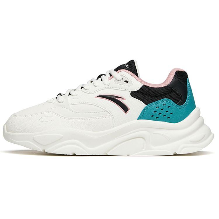 

Anta Lifestyle Series Leather Low-Top Shock Absorbing Running Shoes Women sneaker White Blue 122148860-6 38