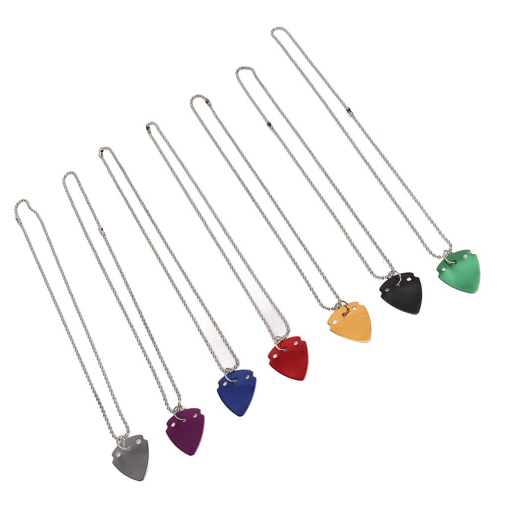7PCS Guitar Pick Necklace Colorful Unique Design Portable Artistic Metal Guitar Pick for Musician