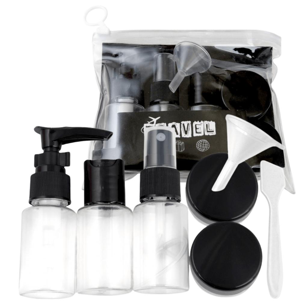 ECARLA - Zestaw akcesoriów podróżnych 7w1, czarny