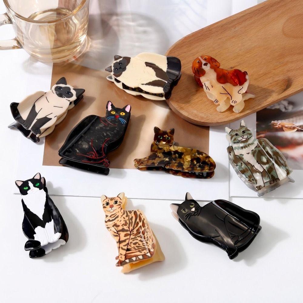 Cartoon Cat Hair Claw Clip Acetate Material Hair Barrettes Acetate Hair Clips Hair Accessories