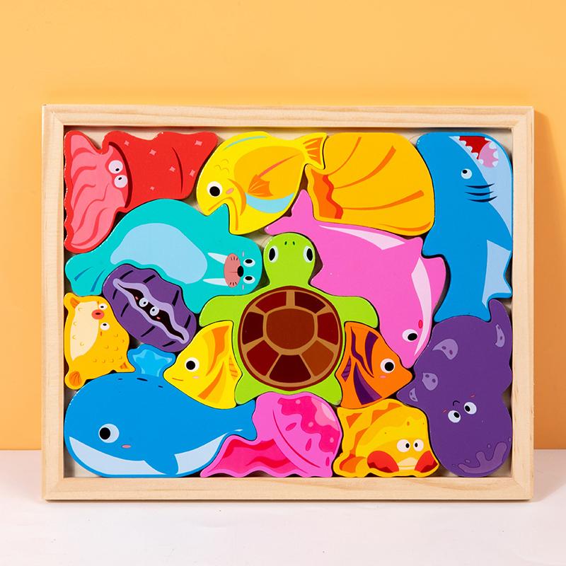 

Новый 3D Пазл Деревянные Игрушки Обучение для Малышей Развивающая Доска для Захвата Руками Мультяшные Животные Фрукты и Овощи Пазл Игрушка Подарки