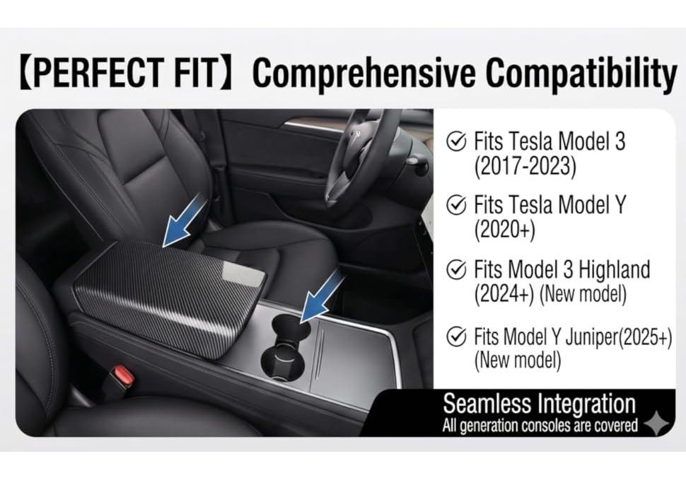 Armrest Cover for 2025/2026 Tesla Model 3/Y