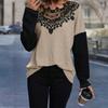 Women's Loose And Comfortable Lace Patchwork Hollow Loose Long Sleeved Top