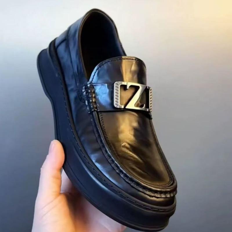 Spring New Men's Leather Doudou Shoes Versatile Set Feet One Pedal Platform Casual Leather Shoes Men