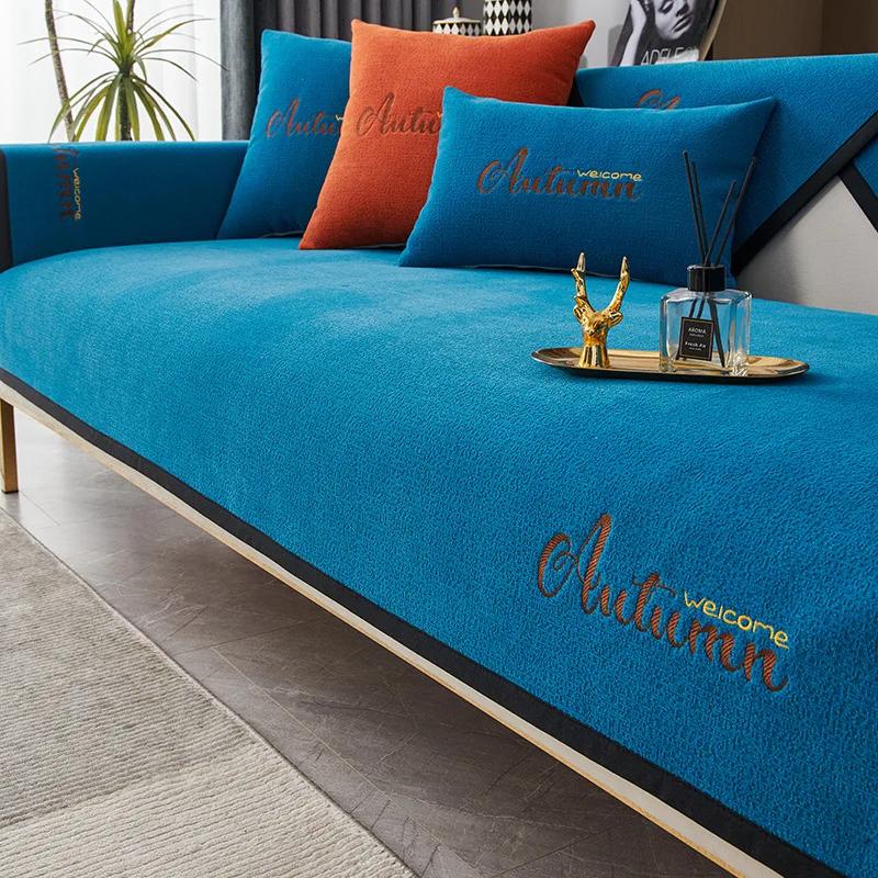 Black Edge Sofa Towel European Universal Sofa Cover Non-Slip Resistant Couch Cover Sofa Towel for Living Room Decor Cushion
