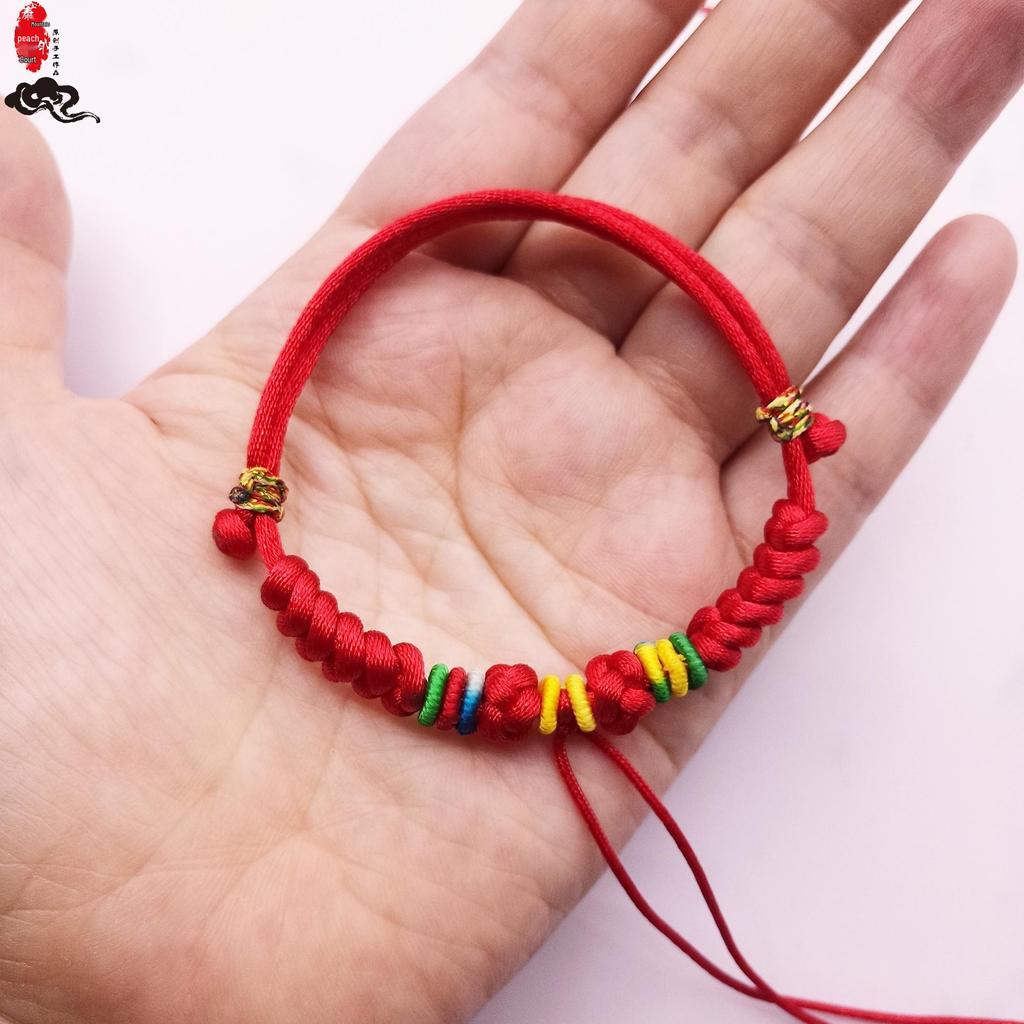 Unisex Baby Colorful Red Rope Anklet Bracelet with Gold, Silver & Jade Charms