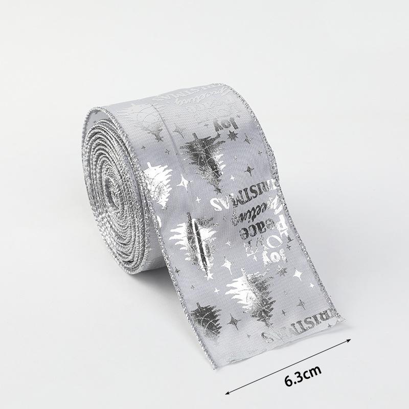 2m/2yard Christmas Ribbon Wire-Edged Woven Gold Glittery Christmas Ribbon for Christmas Tree Decorations Gift Wrapping DIY Bow