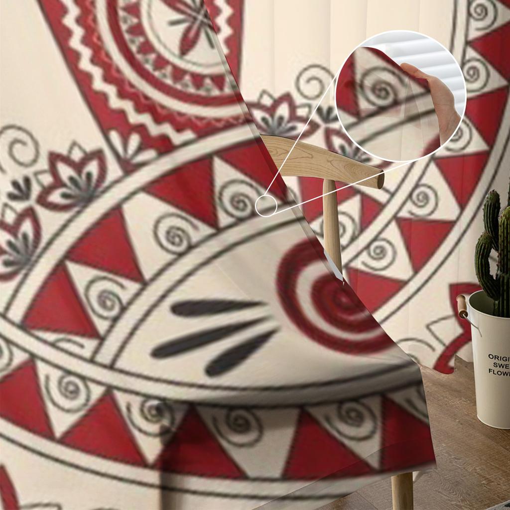 Tarjeta Con Un Regalo Y Estampados En Estilo Étnico Cortinas Traslúcidas de Tul para Decoración de Salón Cocina Cortinas de Voile Organza