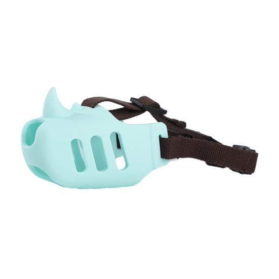 Silicone Dog Muzzle Rhino Design Soft Basket Muzzle with Adjustable Strap Funny Dog Muzzle to Prevent Biting Barking Chewing for Small Medium Large S синий