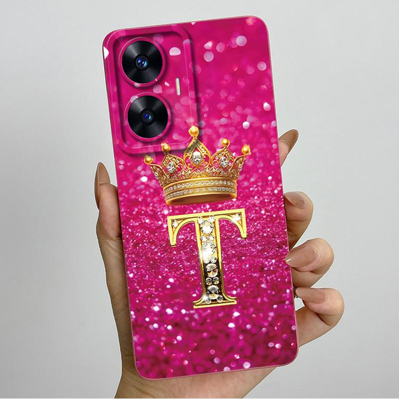 

For Realme C55 RMX3710 Luxury Crown Letters Cover Soft Silicone Phone Case For Realme Narzo N55 C 55 RealmeC55 NarzoN55 Bumper realme Narzo N55