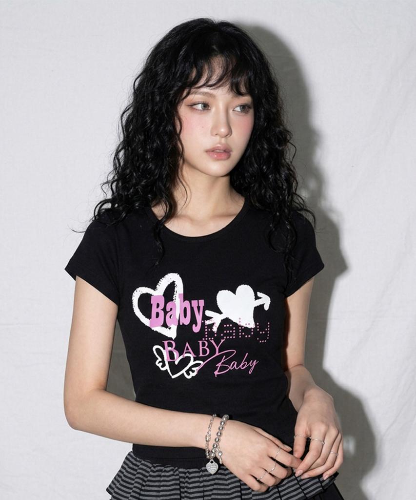 THE GREEN LAB Baby Boat Neck Slim Short Sleeve Tee [Black]