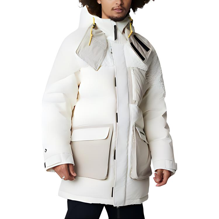 Converse Down Jackets Men's Beige Yellow Hooded Moderate Other 10021971-A03