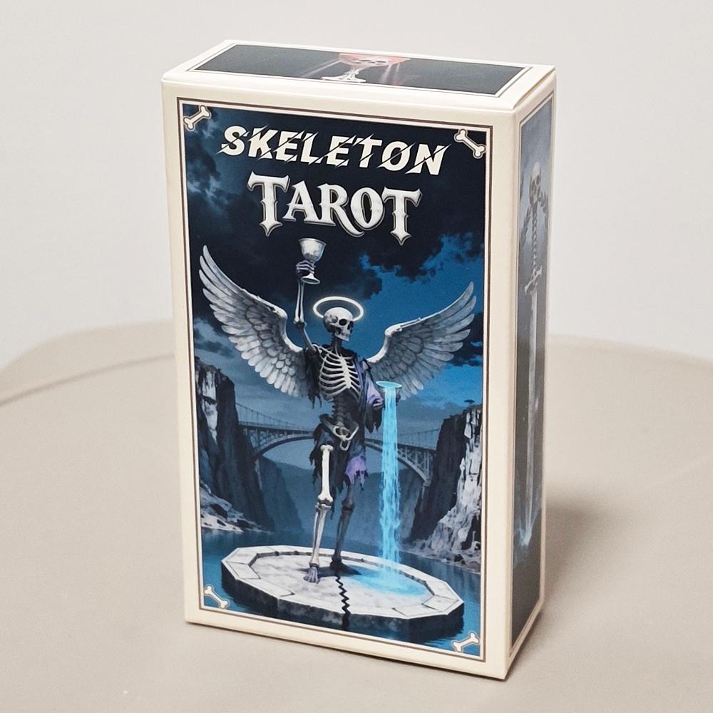 Skeleton Tarot Deck 10.3*6cm - 78 Pcs Gothic Skeleton Art Tarot Cards for Divination, Dark Fantasy Skull & Bone Theme