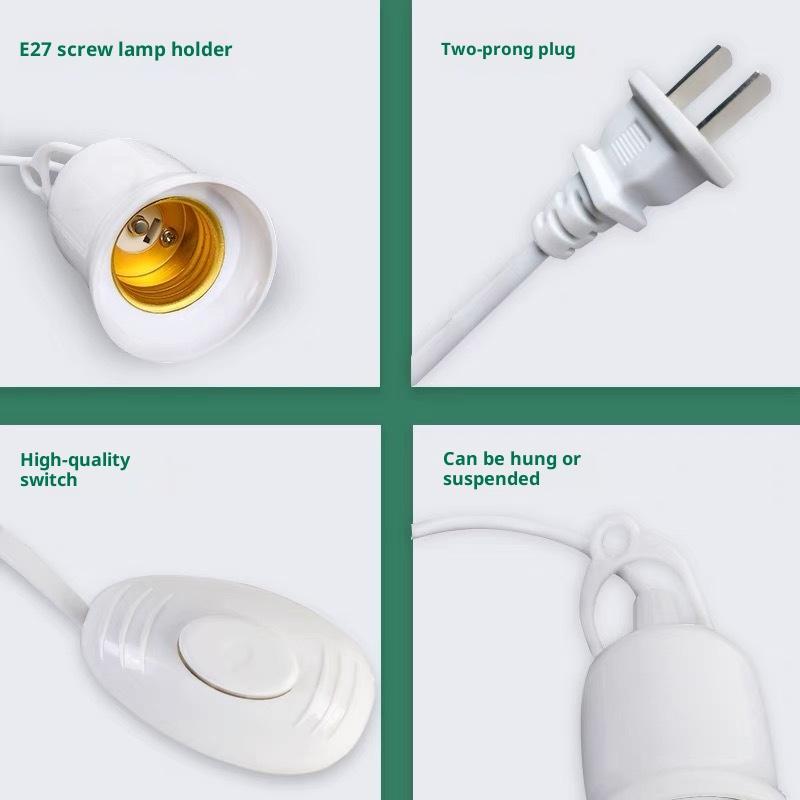 5/8M Lamp Bases Universal With Switch Led Bulb Socket Adapter Suspension E27 Screw Lamp Holder DIY Lighting Accessories White