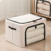 Clothes Storage Bins with Metal Frame Foldable Large Capacity Boxes With Lids Clear Window Zippers and Sturdy Handles