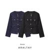 Araltay New Arrival Fashion Style Women's Clothing Fashion All-Match Casual Minimalist Long Sleeve with Belt Woolen Sequin Outwear