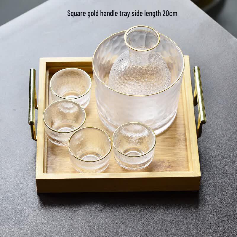 UOSOSO Japanese Hammered Glass Sake Warmer Set
