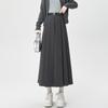 Women's 2024 High-Waisted Wool Pleated Midi Skirt – Autumn/Winter Slimming A-Line
