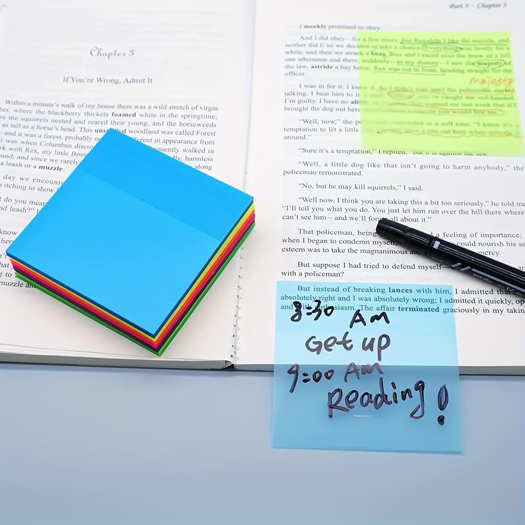 6 Pads Transparent Sticky Note,300 Pcs 3x3in,Suitable For Annotation Books,Page Markers,Index,Aesthetic School Study Supplies