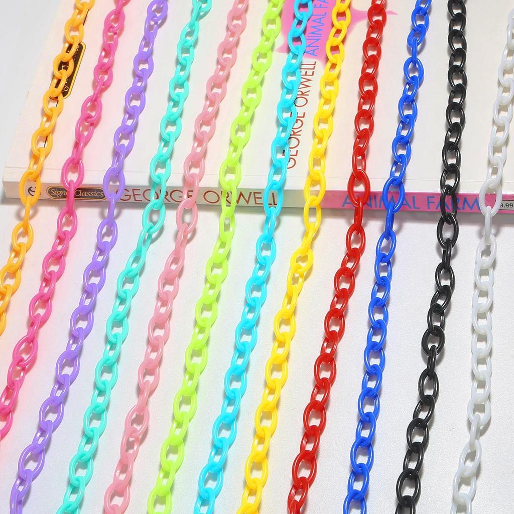 40cm Pick Color Acrylic Chain For Jewelry Making DIY Bracelet Mobilephone Chain Charm Decoration