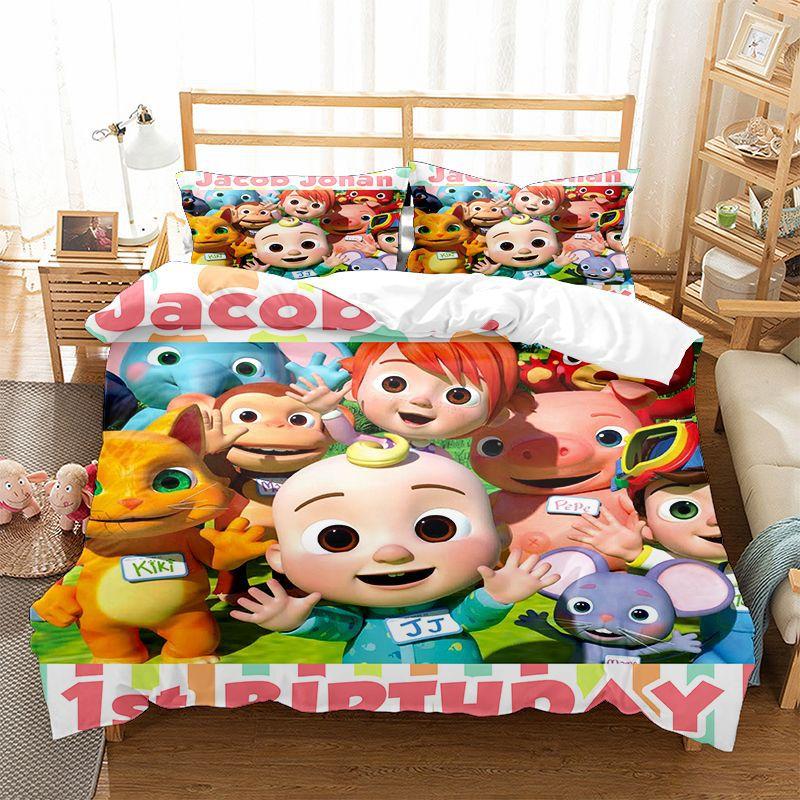 Super baby cartoon animation digital printing bedding three-piece set