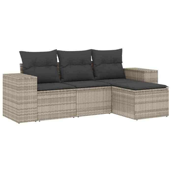 VidaXL Garden Lounge Set with Cushions 4 Pcs, Sofas with Backrest, Furniture Set, Patio Terrace Furniture, Grey 3222471