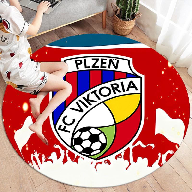 FC Viktoria Plzen Round Area Rug,Carpet Rug for Living Room Bedroom Sofa Playroom Decor,Non-slip Floor Mat