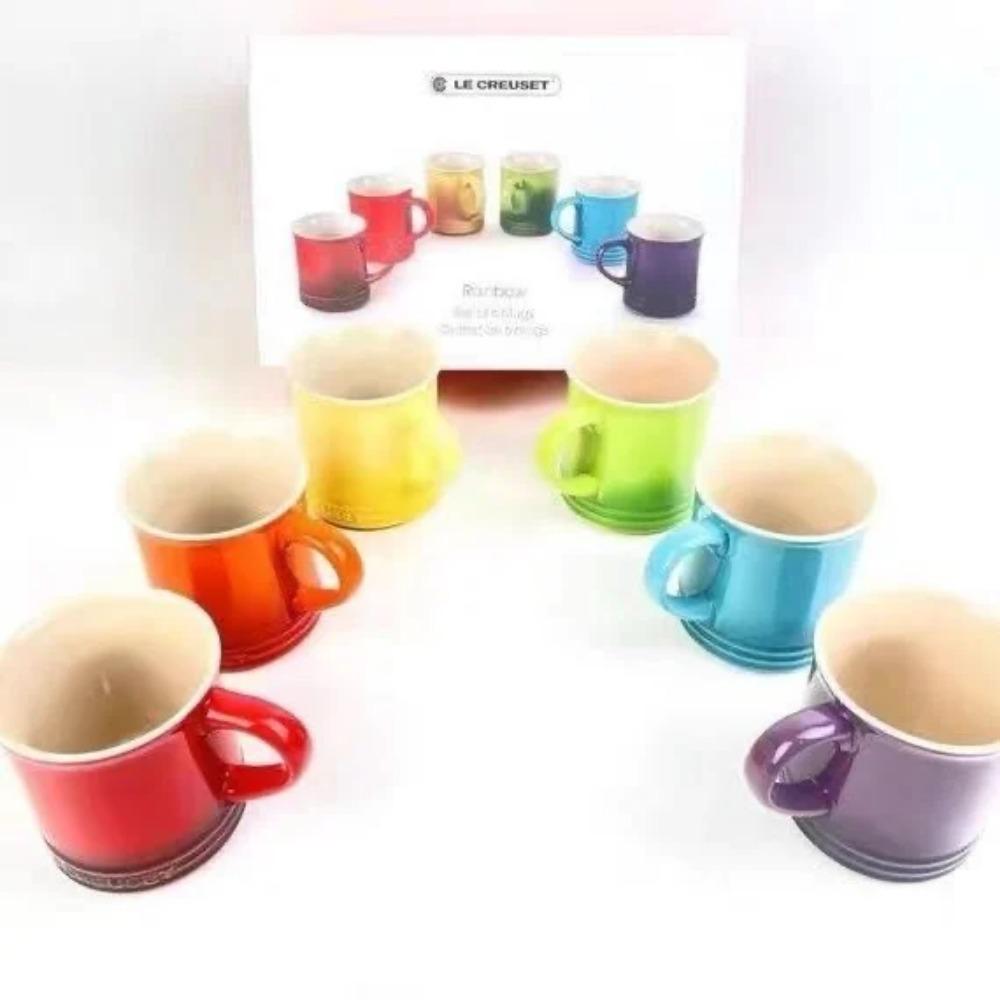 

Набір із 6 гуртків Le Creuset Cool Color Rainbow 350-400 мл Чашка для молока Чашка для води Європейська Стильна Подарункова коробка Fre Тренд Ручна робота Емальований посуд