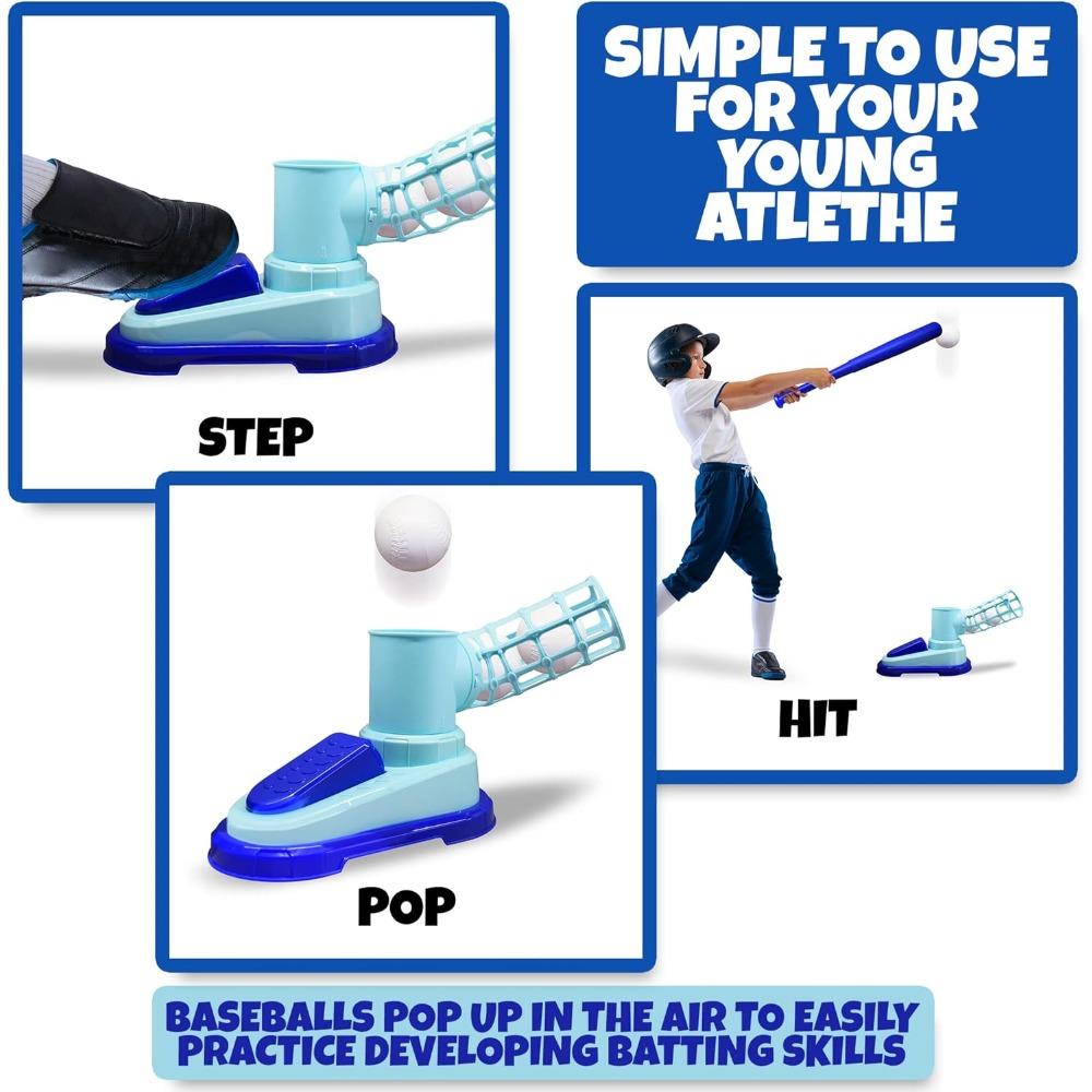 Tee Sphere Set For Kids Baseball T-Sphere Set With Balls Step On Pitching Machine Outdoor Sport Plaything Games For Young Boys Girls Toddler