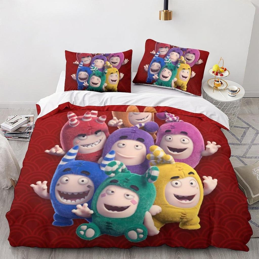 3D Printed High-quality Cartoon Down Duvet Cover for Children, Adults, Modern Ultra-fine Fiber Duvet Cover with Zipper and Pillo