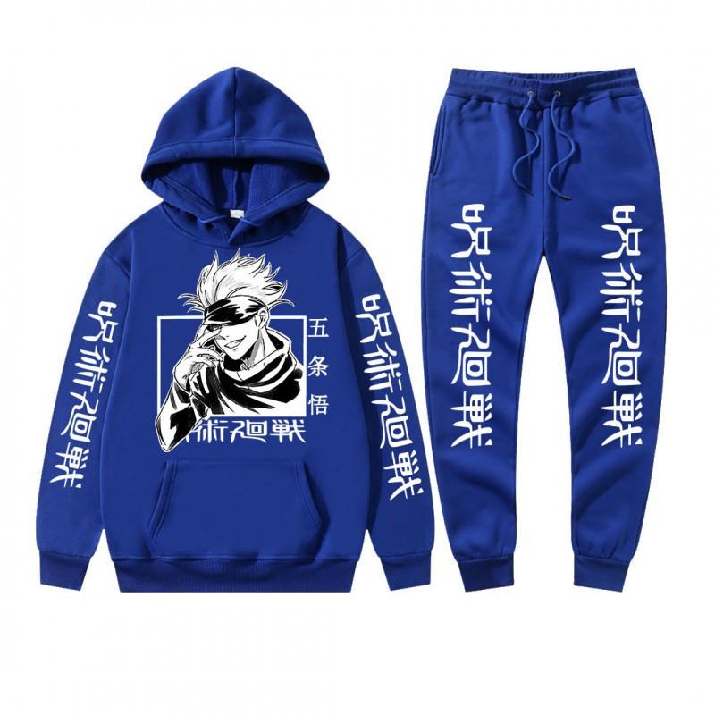 Completo felpa con cappuccio invernale da uomo con stampa Gojo Satoru di Jujutsu Kaisen Tuta casual spessa streetwear