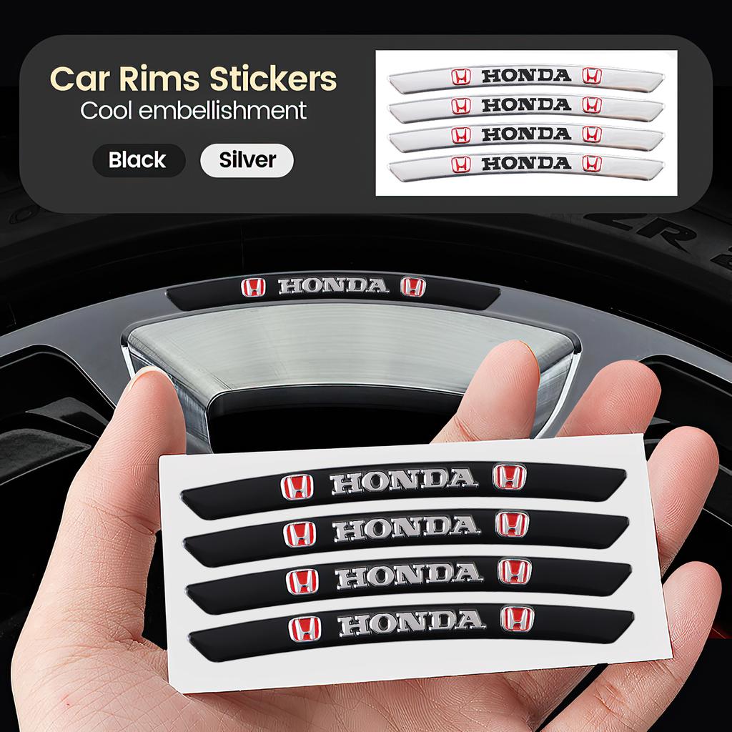 Car Accessories Decora Decal Wheel Hub Aluminum Alloy Stickers For Honda Civic Fit Jazz Accord Pilot CRV Odyssey Passport City