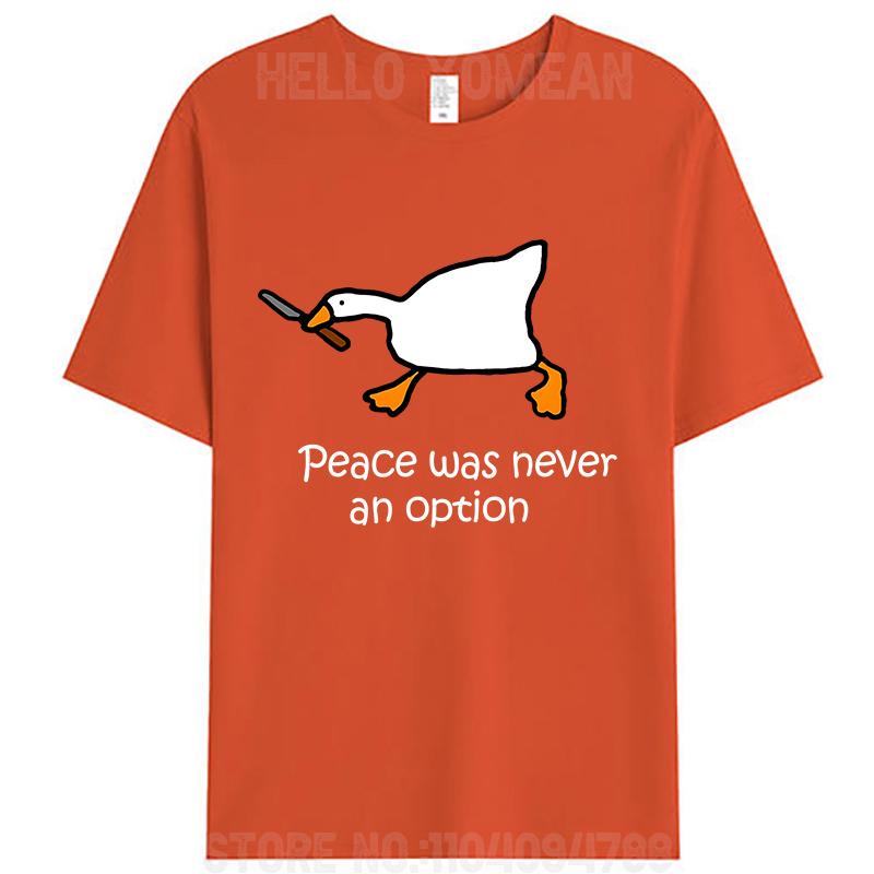 Peace Was Never An Option Cute Duck Lover Women Men's T-Shirt Clothing Cotton Round O-Neck Tees Shirts Tops Classic Gifts
