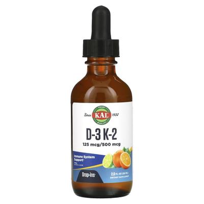 KAL, D-3 K-2 Gotas, Cítrico Natural, 2 fl oz (59ml)