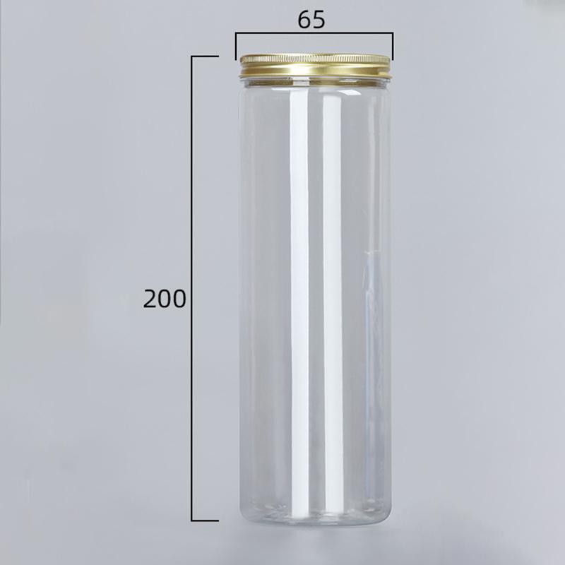 93-630ml Aluminum Cap Clear Storage Jars Round Wide Mouth Plastic Sealed Can Container Cookie Candy Kitchen Grain Storage Bottle