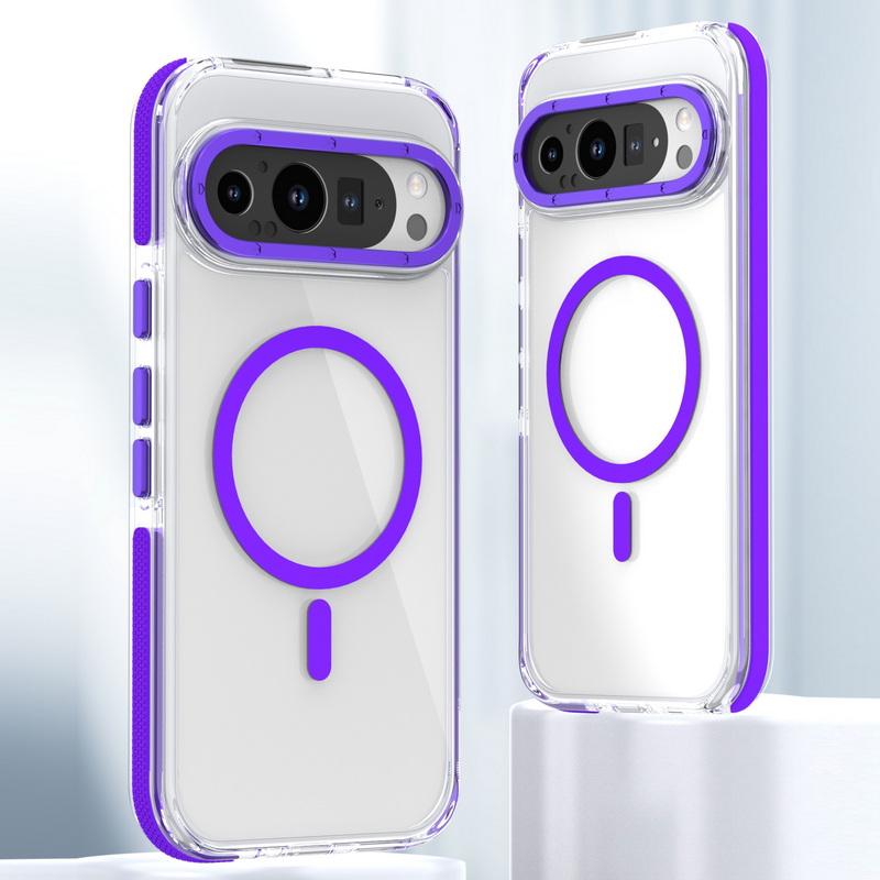 Transparente Acryl Hartes PC Slim Handyhülle Für Google Pixel 9 Pro XL 9 Stoßfest Kabelloses Laden Magnetische Rückabdeckung