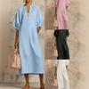 Europe, America spring and summer popular women's clothing solid color loose casual round neck zipper bubble sleeve dress