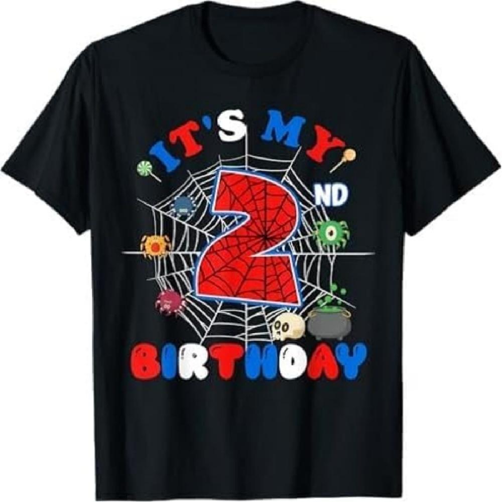 

bawgiopna Kids It s My 5th Birthday Spider Theme 2 Year Old to 5 Year Old to, 2rd to 5th Party Born T-Shirt XXXXXL чорний