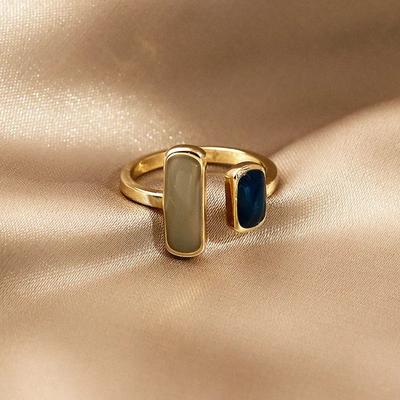 Colorful Drip Glaze Ring Women Fashion Retro Geometric Gold Colour Metal Rings Wedding Jewelry Birthday Gift