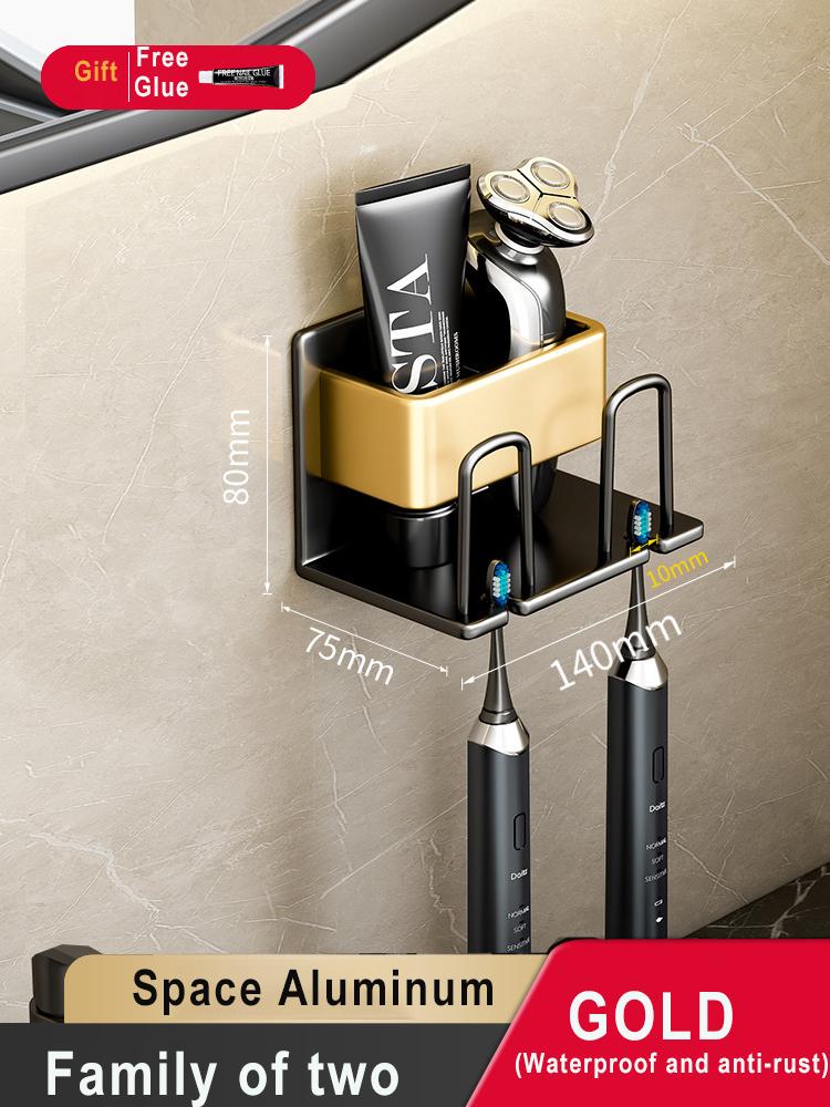 Toothbrush Holder Wall-mounted Gargle Cup Storage Electric Razor Shaver Shelf Batchroom Toiletries Organization Toothbrush Rack