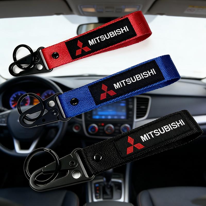 Nylon Hawk Buckle Car Keychain Keyring for Mitsubishi Ralliart Cordia Pajero Lancer Eclipse Galant Mirage L200 Key Ring Holder TX1