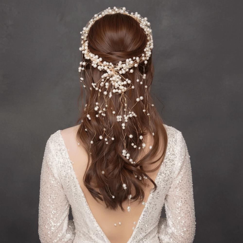 Handmade Fairy Hair Band Imitation Pearl Bridal Headdress Pearl Headdress Pageant Prom