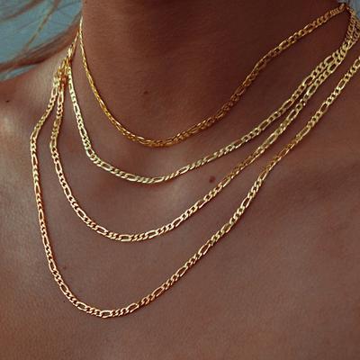 Figaro-Kettenhalskette Edelstahl Glieder Goldfarben Choker Halskette Mehrschichtig Damen Mädchen 14" 18" 20" 24"