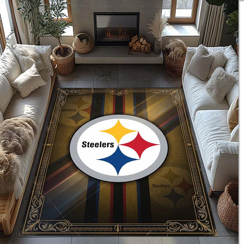 Pittsburgh Steelers Crystal Velvet Carpet Soft Anti?Slip Floor Mat Comfortable Home Living Room Bedroom Decor Rug