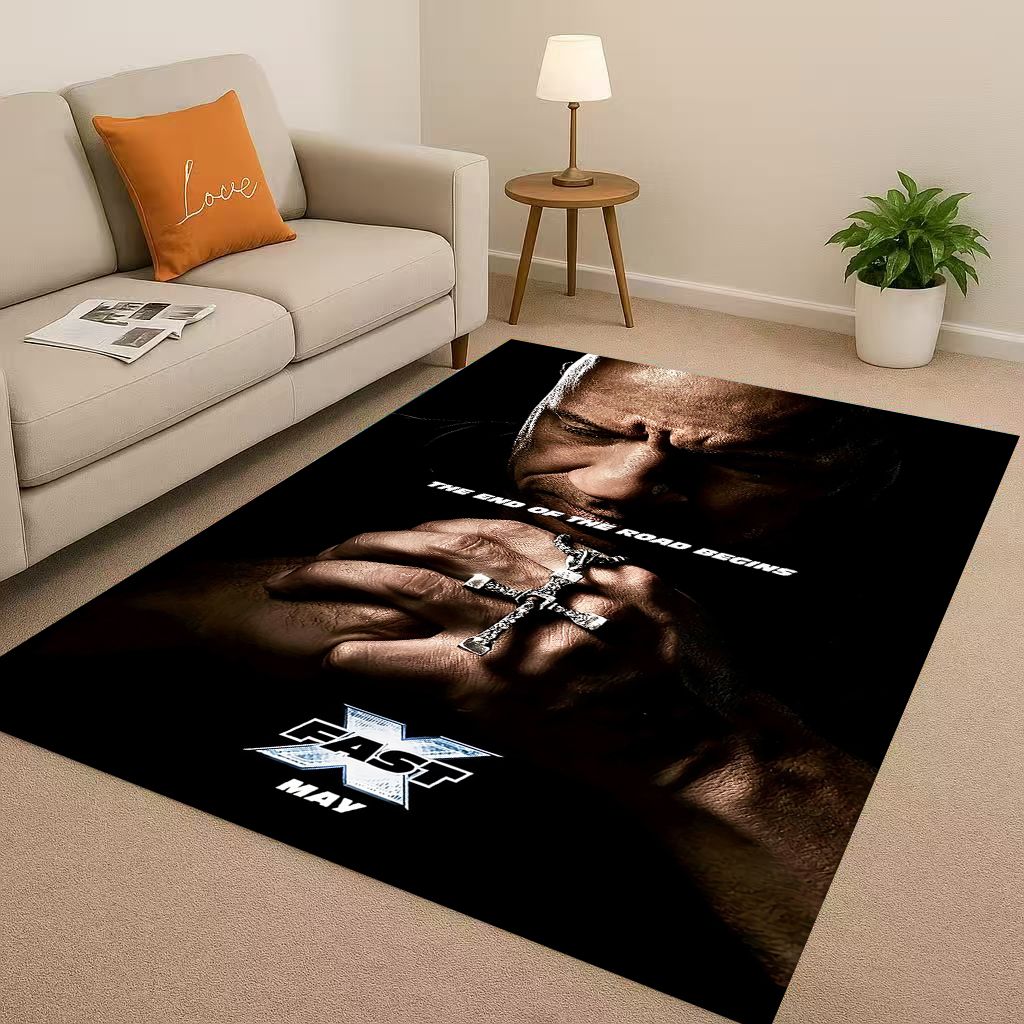 HD Fast F-Furious Vin Diesel Racing Car Living Room Non-Slip Area Rug Carpet for Bedroom Playroom Sofa,Easy Clean Home Doormat