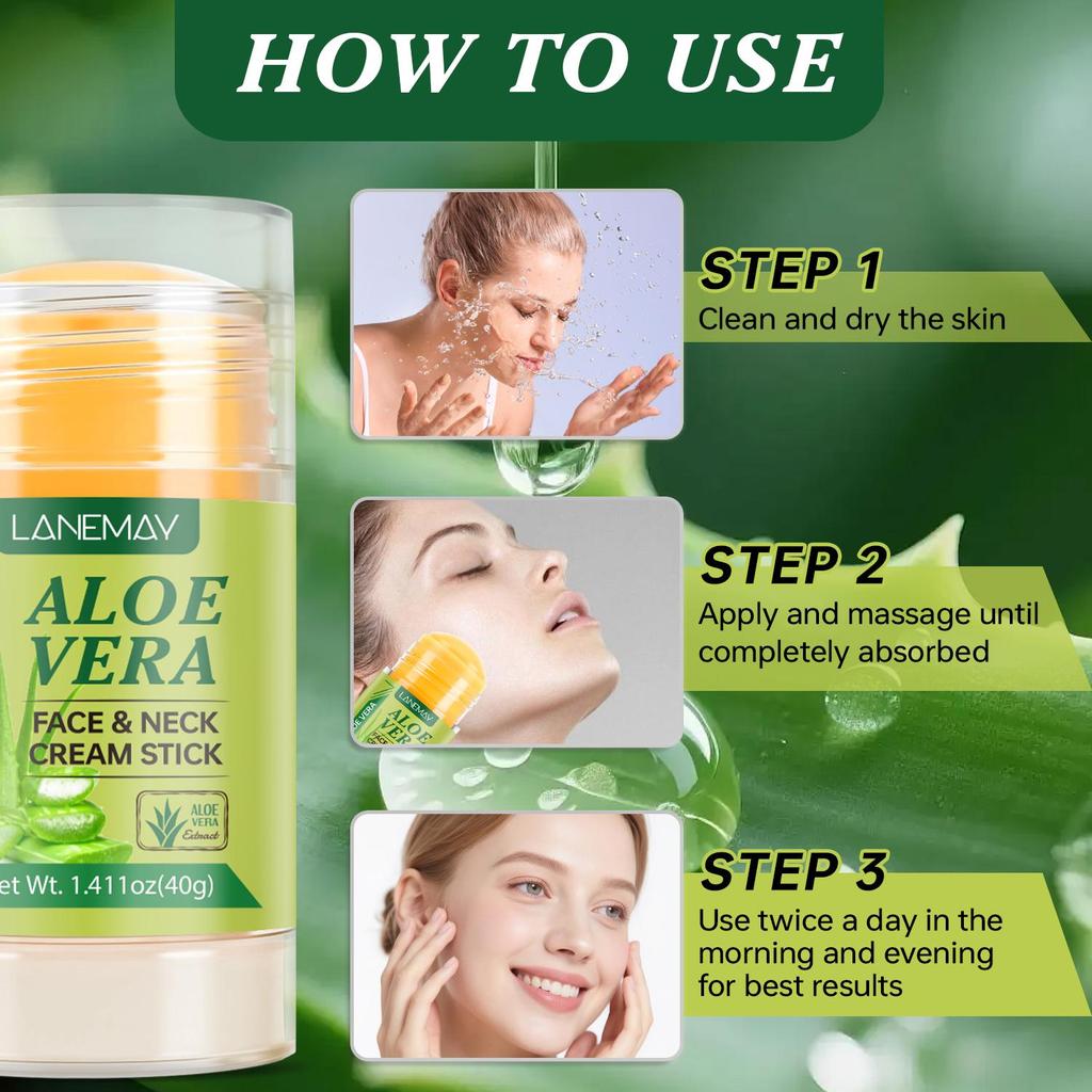 Aloe Vera Face & Neck Cream Stick-Skin Moisture And Nourish-Gentle And Effective For Men And Women, 40g